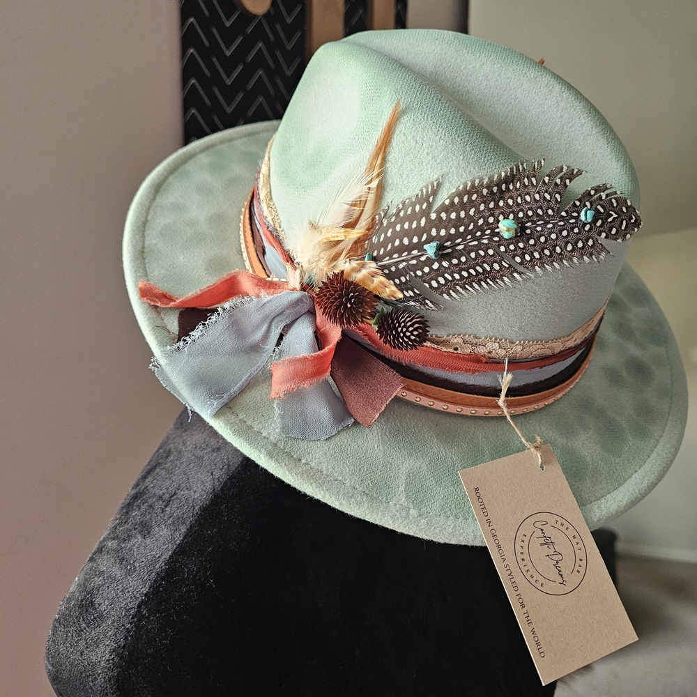 Mint Green Custom Designed Fedora Hat| One-of-One | Custom Designed Hat